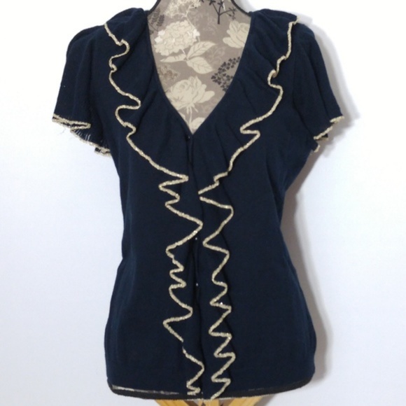 Chaps Sweaters - NWT Chaps Cardigan L Navy Gold SS Light Silk Blend